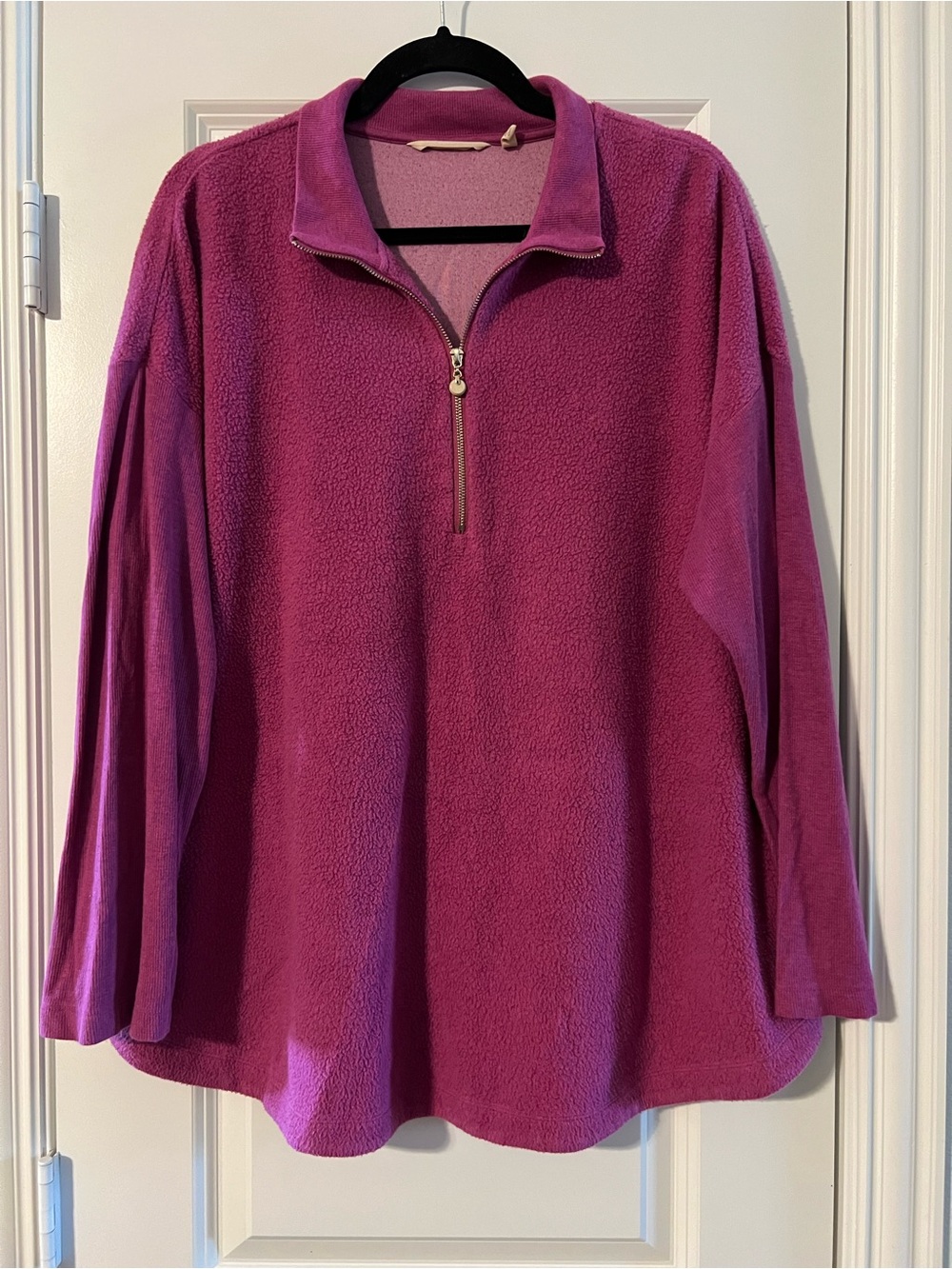 Cozy Half-Zip Fleece Pullover - Berry Pink